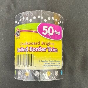 Teacher Created Resources Chalkboard Brights Rolled Border Trim 50 feet tcr#8947